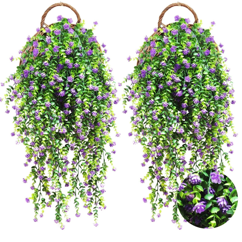 Conjunto de 4, plantas de seguimiento sintéticas diseñadas para imitar hojas de eucalipto, adecuadas para uso al aire libre, resistentes a la radiación UV, ideales para decorar escenas, habitaciones y hogares.