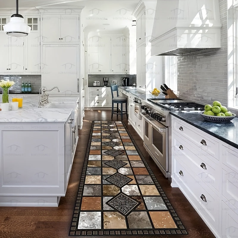 1 alfombra cuadrada extra larga de terciopelo cristal con base antideslizante, lavable a máquina, para pasillo, dormitorio, cocina, baño, decoración para múltiples habitaciones, alfombra para sala de estar
