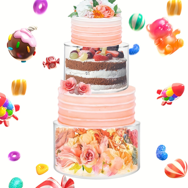 2 piezas de Soporte para Pastel Acrílico Transparente para Mesa de Postres, Caja Redonda Rellenable con Mantel de Papel de Encaje, Decoraciones Centrales para Fiestas de Cumpleaños y Bodas (20.32 cm, 30.48 cm)