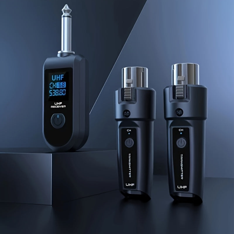 Sistema de adaptador de micrófono inalámbrico a XLR con carga USB-C, pantalla digital de 2,4 GHz - Ideal para mezcla de audio de guitarra, micrófono inalámbrico recargable