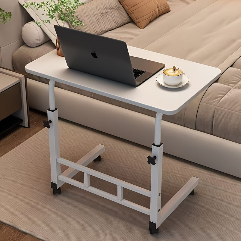 Mesita de Noche Ajustable con Ruedas - Escritorio Moderno y Plegable para Hogar, Oficina o Dormitorio, Madera Duradera y Metal Resistente, Fácil Montaje, Diseño Contemporáneo, Ahorra Espacio