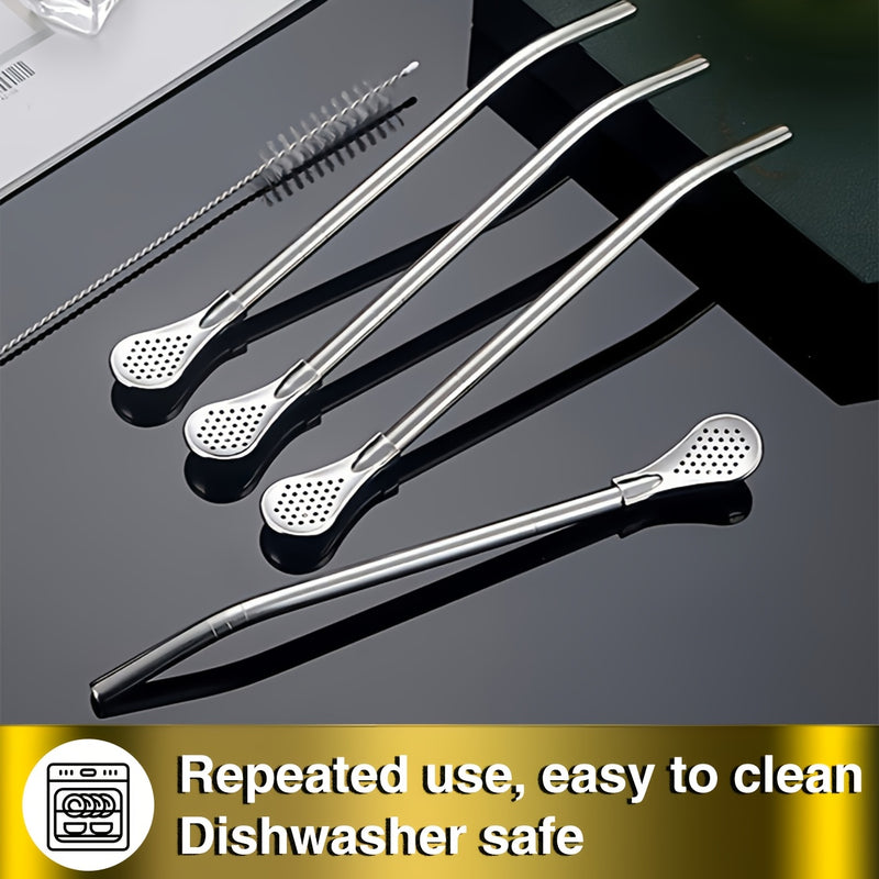 10/20 piezas, juego de cucharas de paja de acero inoxidable - Filtro desmontable para té de frutas y bebidas mezcladas, acabado pulido, ideal para uso en casa y hoteles, elección perfecta para Navidad, regalo de Acción de Gracias