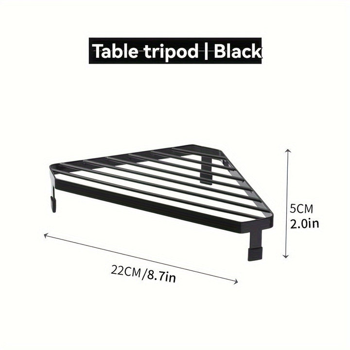 1 pieza de Estante Ajustable Negro para Esquina de Cocina en Forma de Triángulo - Soporte Resistente al Calor para Ollas, Secado de Platos y Estantería de Almacenamiento para Estufa o Pared, Organizador que Ahorra Espacio (22cm x 30cm), Electrodomésticos