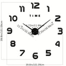 1 Unidad, Reloj Moderno De Pared Grande, Relojes De Cuarzo 3D DIY, Pegatinas De Espejo Acrílico De Moda, Decoración Del Hogar De La Sala De Estar