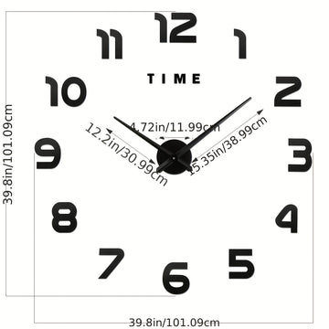 1 Unidad, Reloj Moderno De Pared Grande, Relojes De Cuarzo 3D DIY, Pegatinas De Espejo Acrílico De Moda, Decoración Del Hogar De La Sala De Estar