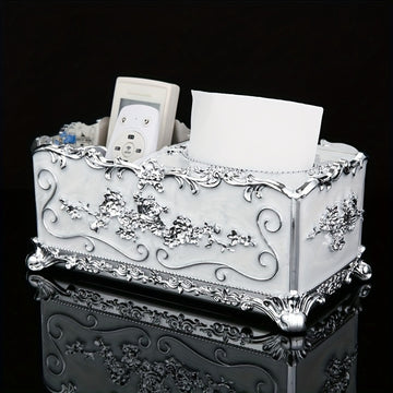 Caja de pañuelos elegante de estilo europeo, soporte rectangular multifuncional de plástico para el hogar, sala de estar creativa personalizada, mesa de café, almacenamiento de control remoto, ideal para decoración del hogar y regalos de vacaciones.
