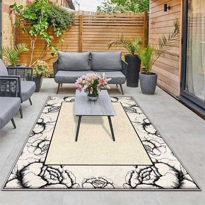 Siete Ciervos Alfombra de Exterior de Veludo Ultra Suave - Antideslizante, Lavable en Máquina, Diseño Geométrico para Acampar y Patio - Alfombra de Poliéster Ligera y Duradera en Tamaños Múltiples, Alfombra de Acampar