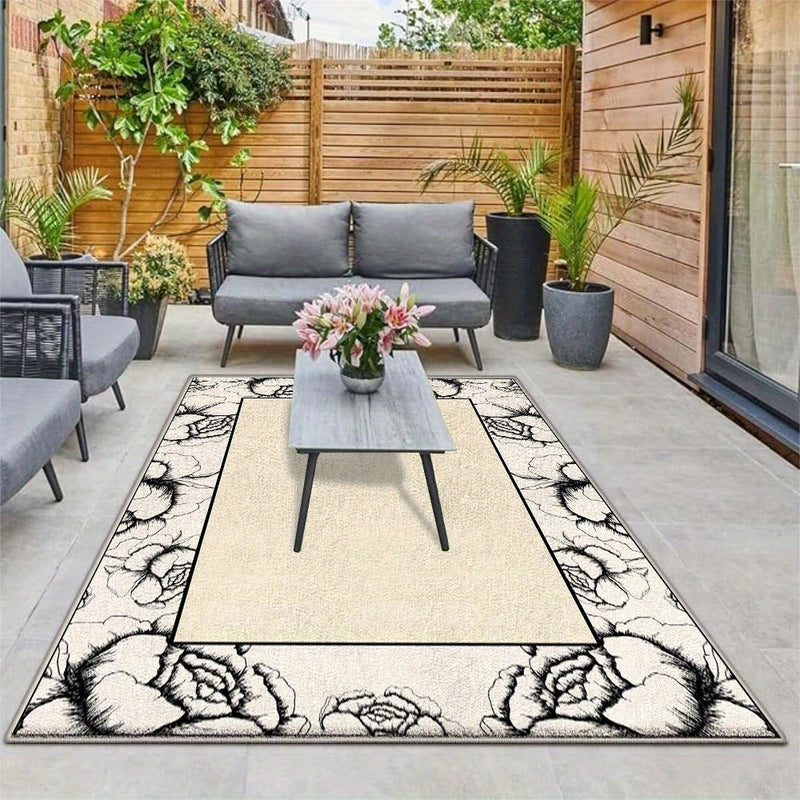 Siete Ciervos Alfombra de Exterior de Veludo Ultra Suave - Antideslizante, Lavable en Máquina, Diseño Geométrico para Acampar y Patio - Alfombra de Poliéster Ligera y Duradera en Tamaños Múltiples, Alfombra de Acampar