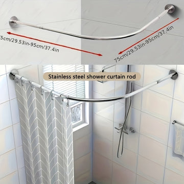 1 Juego de Varillas de Ducha Telescopio, Varillas de Ducha Curvas para Baño, Varillas de Ducha de Acero Inoxidable de Forma de Ventilador, Sin Golpes