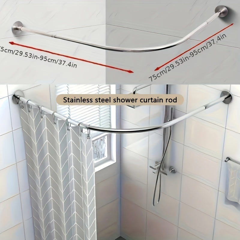 1 Juego de Varillas de Ducha Telescopio, Varillas de Ducha Curvas para Baño, Varillas de Ducha de Acero Inoxidable de Forma de Ventilador, Sin Golpes