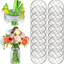 1 Pieza De Inserto De Tapa De Soporte De Tarro De Albañil Inserto De Tapa De Flor De Metal Inserto De Tapa De Organizador Floral Con Rejilla Cuadrada Para Tarros De Enlatado De Boca Regular, 6,86 Cm/8,64 Cm