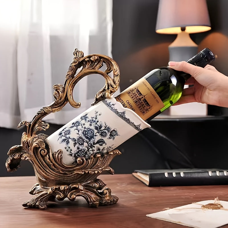 Soporte para Vino Tinto Estilo Europeo Retro, Adorno Decorativo para el Hogar en la Sala de Estar o Mesa del Bar, Artesanía Cerámica Creativa