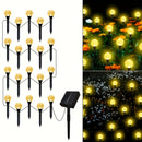 Paquete de 20 Luces Solares para Jardín al Aire Libre - Encendido/Apagado Automático, Carga Solar con Batería de Litio, Instalación en Estaca para Césped, Bodas, Fiestas y Patios - Decoraciones de Bolitas Amarillas Doradas - Construcción Duradera en Plás