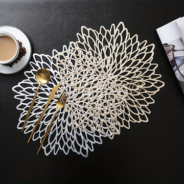 1 Juego De 4/6 Piezas, Manteles Individuales Huecos Metálicos De Vinilo Prensado Para Mesa De Comedor, Centro De Mesa De Boda, Manteles Individuales Decorativos Redondos, Protección De Mesa, Decoración De Mesa De Comedor De Cocina Para El Hogar