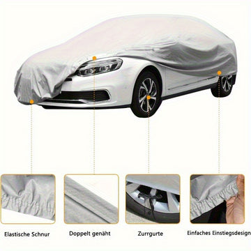1pc Cubierta Universal para Coche Impermeable - Resistente a UV, Antilluvia, Antipolvo, Antineve, Material PEVA Duradero en Altas Temperaturas, Protección Todo-Tiempo, Apariencia Plateada, Accesorios de Coche, Funda para Auto
