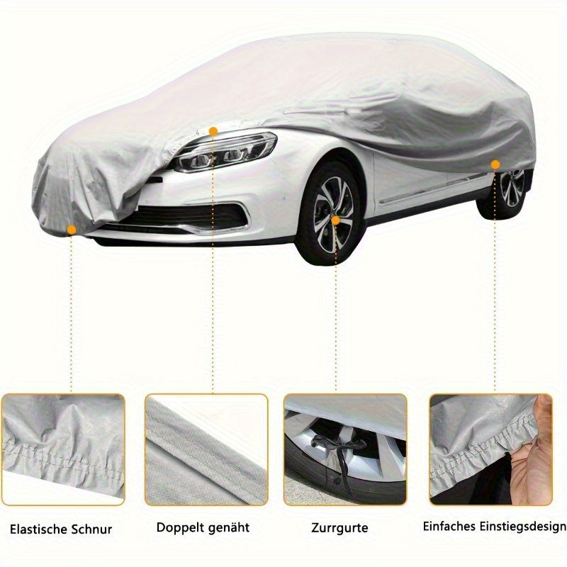 1pc Cubierta Universal para Coche Impermeable - Resistente a UV, Antilluvia, Antipolvo, Antineve, Material PEVA Duradero en Altas Temperaturas, Protección Todo-Tiempo, Apariencia Plateada, Accesorios de Coche, Funda para Auto