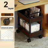 1 estante de almacenamiento giratorio de doble capa con ruedas - Organizador de oficina, bocadillos y libros de plástico duradero - Estante de escritorio ahorrador de espacio para cocina, dormitorio, hogar y baño, estante práctico.