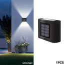 Lámpara solar de pared con 6 LED, luz cálida/blanca, sensor de luz, ideal para jardín, porche, escaleras y caminos, con batería de níquel recargable, iluminación exterior moderna