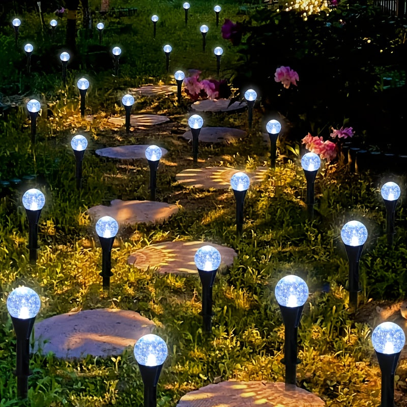 20 piezas de luces solares para jardín, lámparas de césped impermeables para exteriores con 8 modos de iluminación, encendido automático/apagado, construcción metálica, tema floral, control de botón, ideal para Navidad, bodas, fiestas, camping, decoracio