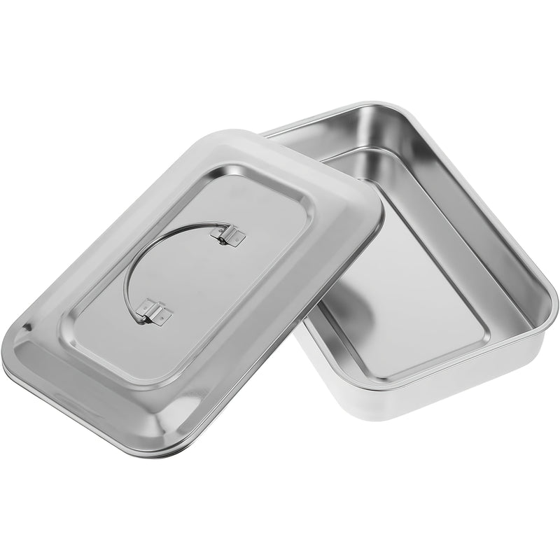 Estuche de esterilización de uñas de acero inoxidable con mango de metal y tapa - Organizador multiusos para manicura, peluquería, tatuaje, herramientas de maquillaje - Duradero, sin alcohol, no necesita batería, equipo de arte de uñas | Acabado metálico