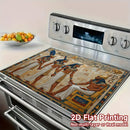 1pc Protector de Estufa con Deidades Egipcias - Decoración Antigua Egipto con Anubis y Horus, Superficie Antideslizante para Cocinas a Gas/Electricidad/Inducción - Resistente a Rayaduras y Calor, Fácil Limpieza en Poliéster, Diseño Hieroglífico, Impresió