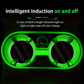 1/2 piezas de posavasos para auto con luz LED neón, almohadilla para tazas con luz ambiental de detección inteligente, posavasos con carga USB, cojín para tazas que brilla en la oscuridad, accesorios para interior de auto, decoración para bar, decoración