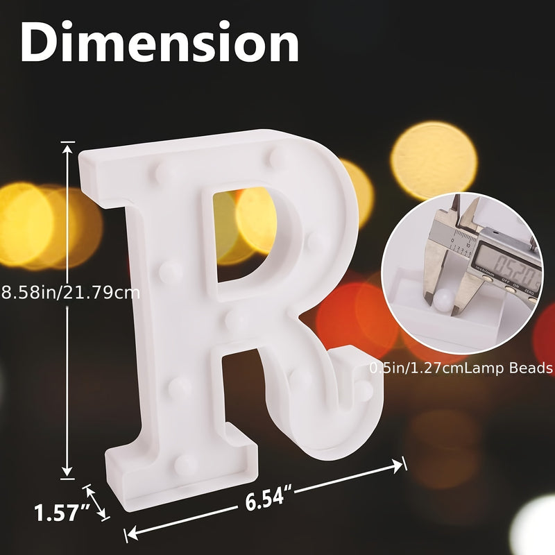 Letrero luminoso LED de 8.6" con 26 letras y 10 números, decoración brillante con batería para bodas, cumpleaños, fiestas, bares, graduaciones, Halloween, Navidad - blanco cálido, plástico, sin baterías incluidas, decoración para eventos | decoración mod