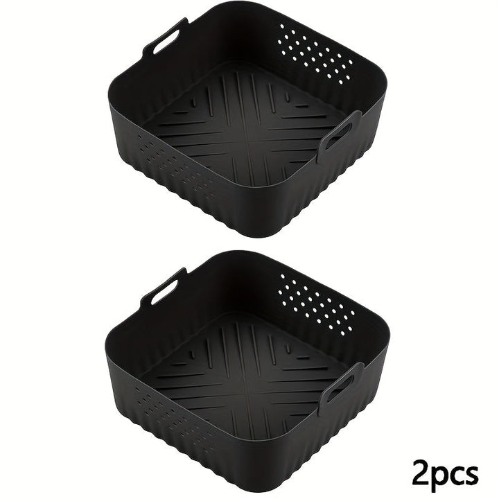 1/2 piezas de funda de silicona para freidor de aire de 8,8 pulgadas para freidor de aire de 5,5 a 7 tazas, resistente al calor y fácil de limpiar, bandeja de silicona para freidor de aire Ninja AF181, AF180, AF141, AF140, Philips HD9270
