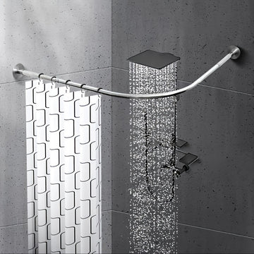 1 Juego de Varillas de Ducha Telescopio, Varillas de Ducha Curvas para Baño, Varillas de Ducha de Acero Inoxidable de Forma de Ventilador, Sin Golpes