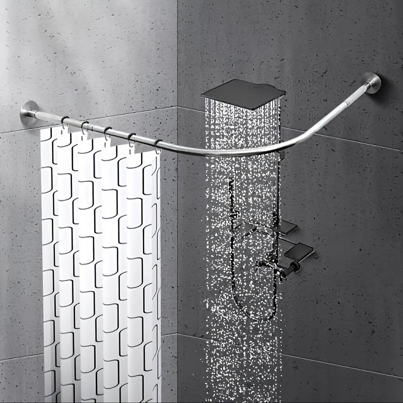 1 Juego de Varillas de Ducha Telescopio, Varillas de Ducha Curvas para Baño, Varillas de Ducha de Acero Inoxidable de Forma de Ventilador, Sin Golpes