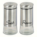 Juego de frascos para sal y pimienta, frascos de vidrio con tapa de acero inoxidable, ideal para cocina, herramientas pequeñas, mesa de cocina, RV, camping y barbacoa, diseño rellenable (2 piezas = 1 juego)