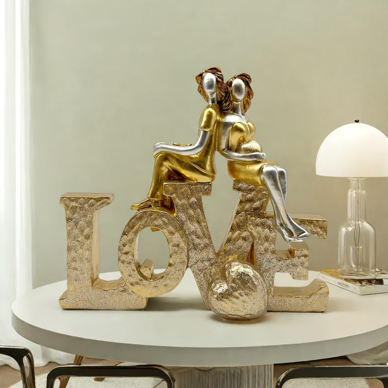 Figurita de resina de pareja con amor - Decoración romántica para el Día de San Valentín, aniversarios, bodas y más - Regalo perfecto para los seres queridos - Uso interior/exterior - No se necesita electricidad, decoraciones de amor