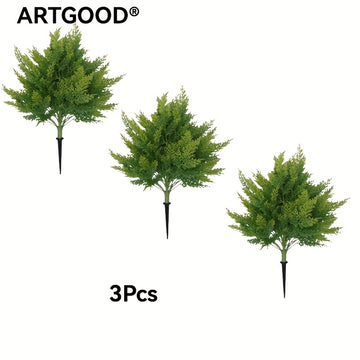 3 piezas de ARTGOOD, ramas de cedro artificial con estacas, 23,62" de verdor para el hogar, jardín, decoración de bodas, ramas de pino falso grandes para uso interior y exterior (sin maceta incluida)