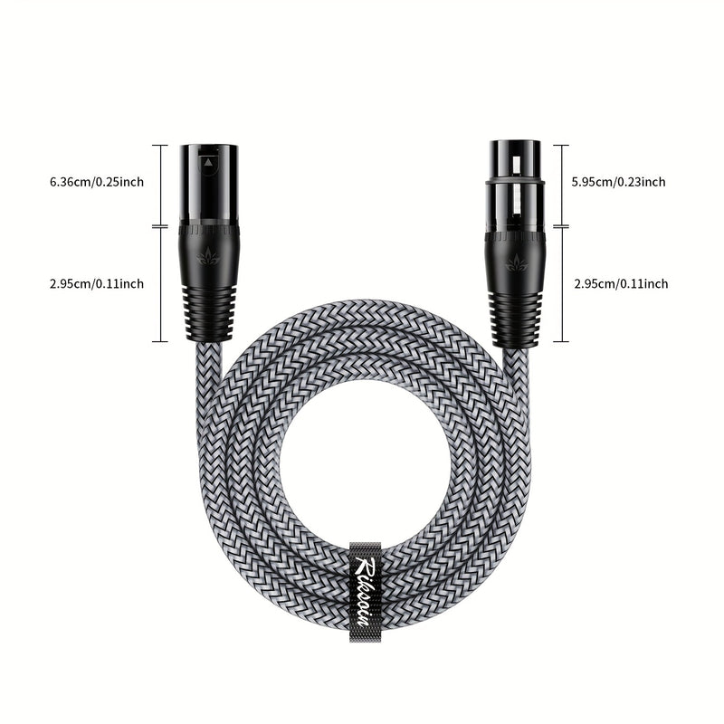 Cable de micrófono XLR de alta resistencia de RIKSOIN con trenzado de nailon, conector masculino a femenino de 4 pines ATX para equipo de audio profesional, compatible con micrófonos/preamplificadores/sistemas de altavoces, incluye cable de red Cat5e, ca