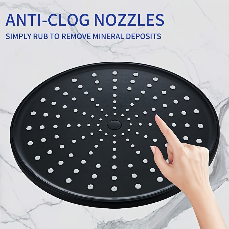 Cabezal de ducha a alta presión - TopSpray, rociador grande con función de lluvia, diseño circular de plástico duradero para montar en la pared y distribución uniforme del agua, accesorio clásico para baño, estilo contemporáneo