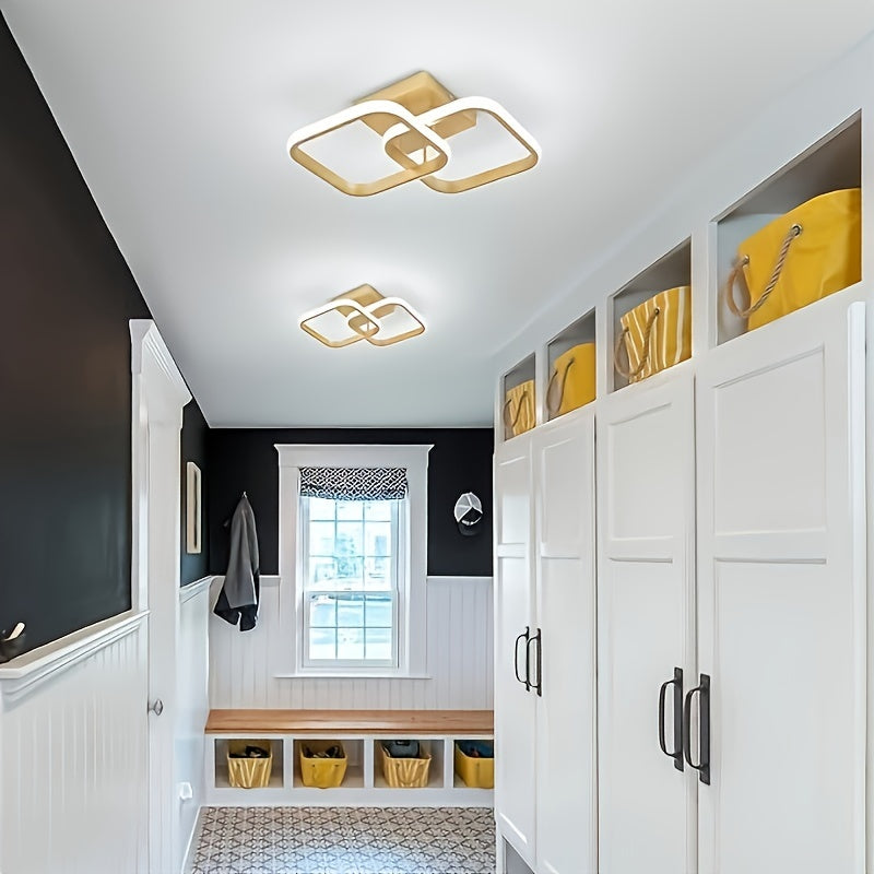 1 pieza de Luz de Techo LED Moderna - Metálica, Montaje Semi-Bajante, Aparato Desmontable, Incluye Herrajes de Instalación, No Requiere Batería, con Bombilla, 85V-265V, para Sala de Estar, Dormitorio, Isla de Cocina, Baño, Restaurantes, Cafeterías, Hotel