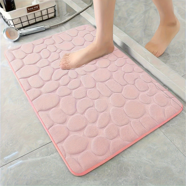 1pc Alfombra de Baño de Espuma Viscoelástica con Relieve de Piedra Calada - Secado Rápido, Antideslizante, Lavable a Máquina - Suave y Cómoda para la Ducha y el Baño, Accesorio Ideal para Decoración de Otoño, Alfombra de Baño