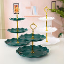 1pc Elegante Soporte para Pastel de 3 Niveles en Verde y Blanco, con Detalles Dorados - Diseño Floral, Material PP Duradero - Ideal para Fiestas de Té, Bodas, Reuniones - Perfecto para Exhibición de Postres y Uso en la Cocina, Suministros para Decoración