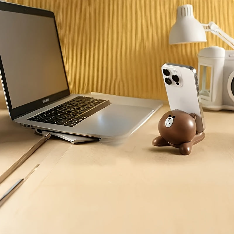 1 Soporte de teléfono de plástico impermeable - Soporte de superficie multifuncional con diseño de oso adorable, perfecto para uso en casa y oficina, ideal para regalo de vacaciones y cumpleaños, accesorio de escritorio | Diseño juguetón | Plástico durad
