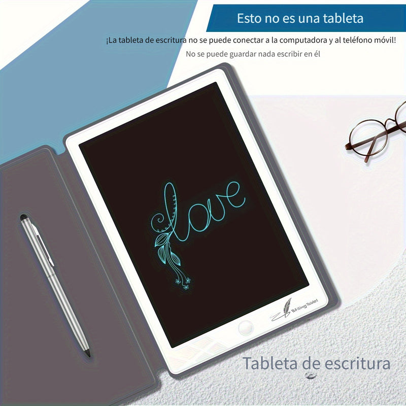 Tableta electrónica portátil de 7.35 pulgadas con lápiz capacitivo, diseño plegable y funda protectora PU, herramienta perfecta para la comunidad sorda y mudada, regalo ideal para cumpleaños, Pascua o Acción de Gracias