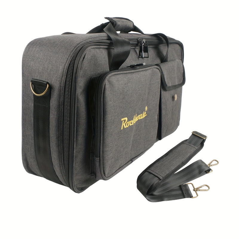Estuche Profesional Portátil Multi-Efecto para Pedales - Bolsa Resistente Gris para Controladores DJ y Equipos con Múltiples Compartimentos, Costuras Reforzadas, Cremalleras Doradas y Asas Ergonómicas para Músicos, Uso en Directos y Estudio, Funda para P