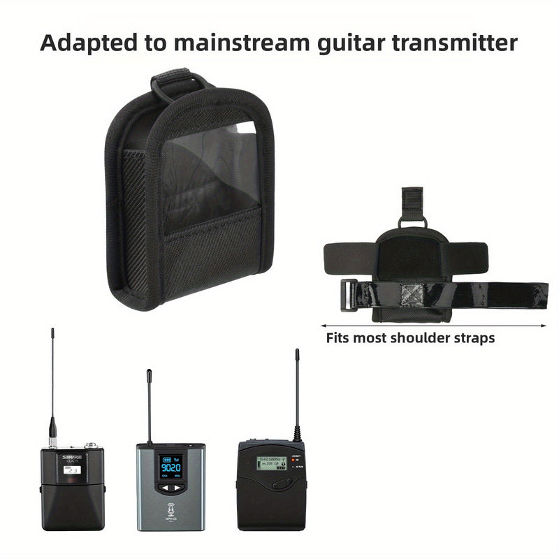 Mochila transmisora de guitarra negra - Correa ajustable, varias opciones de antenas, cierre de cremallera seguro para guitarra de bajo e instrumentos, equipo de músico, diseño elegante, construcción duradera