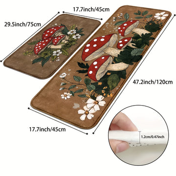 Patrón de hongos de primavera, Bienvenido, 1pc/2pcs Alfombrilla de entrada, Adecuado para entradas al aire libre, pasillos, cocinas, cuartos de lavandería, dormitorios, regalos de Navidad, decoraciones de Navidad, regalos de Año Nuevo, decoración de hoga