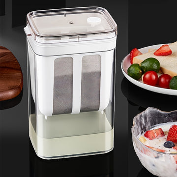 1 pieza de 1100 ml, filtro de acero inoxidable 304 para hacer yogur casero, malla ultrafina, ideal para hacer yogur griego casero, apto para uso en casa y restaurantes, no requiere batería, máquina para hacer yogur.
