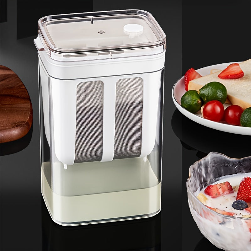 1 pieza de 1100 ml, filtro de acero inoxidable 304 para hacer yogur casero, malla ultrafina, ideal para hacer yogur griego casero, apto para uso en casa y restaurantes, no requiere batería, máquina para hacer yogur.
