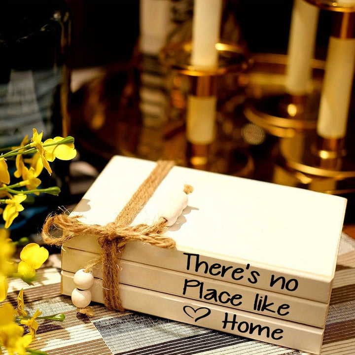 Conjunto de 3 Libros Decorativos de Madera Blancos, Apilamiento de Libros Rústicos de Granja, Libros Falsos para Estantes de Mesa de Café con Borlas de Madera, para Decoración Moderna del Hogar