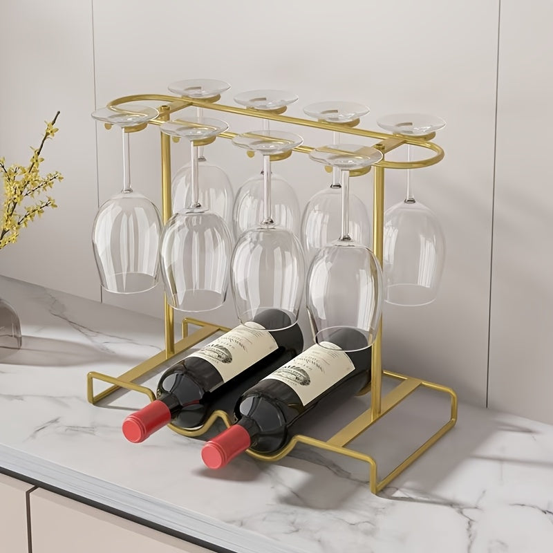 Estante de vino tinto de lujo de alta gama para el hogar Estante de vino de pie alto de vidrio invertido para colgar Armario de almacenamiento de vino