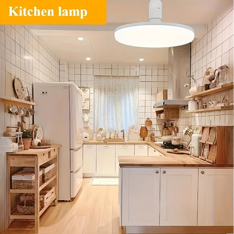 Lámpara de techo LED UFO - Estilo industrial moderno con sensor de encendido/apagado automático, base E26/E27, acabado metálico pulido y sombra de plástico duradera para almacén, oficina, sala de estar, iluminación de techos para hogar, oficina, iluminac