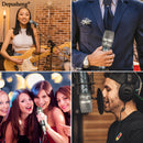 Microfono Voz Dinámico Depusheng C90, Profesional de Mano Unidireccional con Bobina Móvil y Función Silenciosa, Conector de 6.35mm, Azul, para Karaoke, Juegos, Transmisión en Vivo, Grabación y Videollamadas, Diseño Elegante del Micrófono | Construcción R