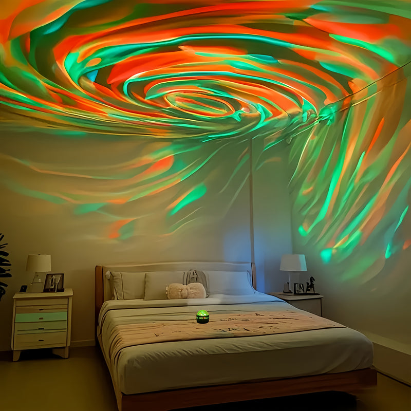 2pcs/1pc Proyector Aurora Torbellino Ola del Mar Cielo Estrellado Agujero RGB | Luz de Ambiente USB para Techo | Lámpara Galaxia Nocturna | Luz LED Giratoria Cambiante con Sonido para Fiestas, Salas y Dormitorios - Regalo Perfecto de Navidad